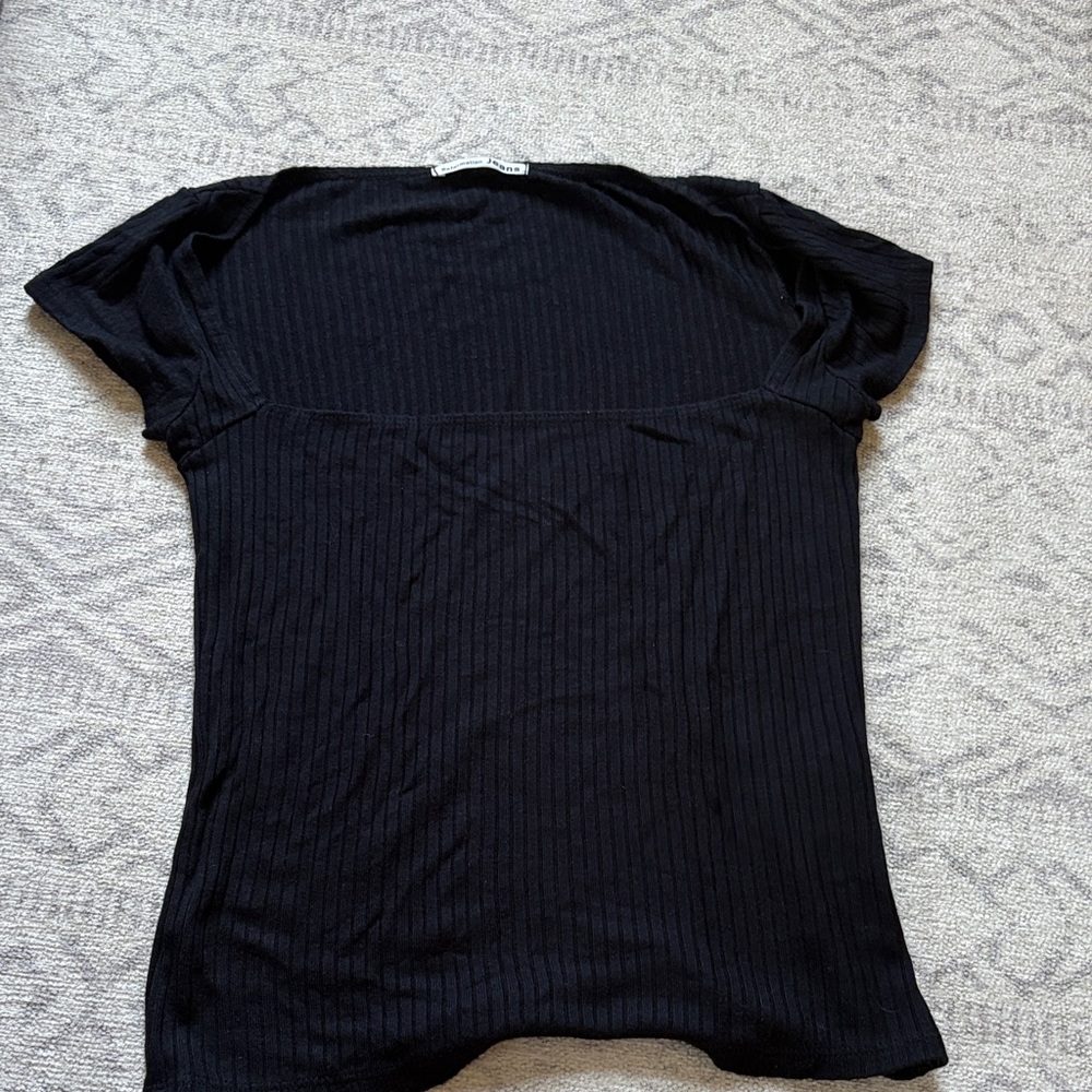 Reformation Black Ribbed Short Sleeve Tee